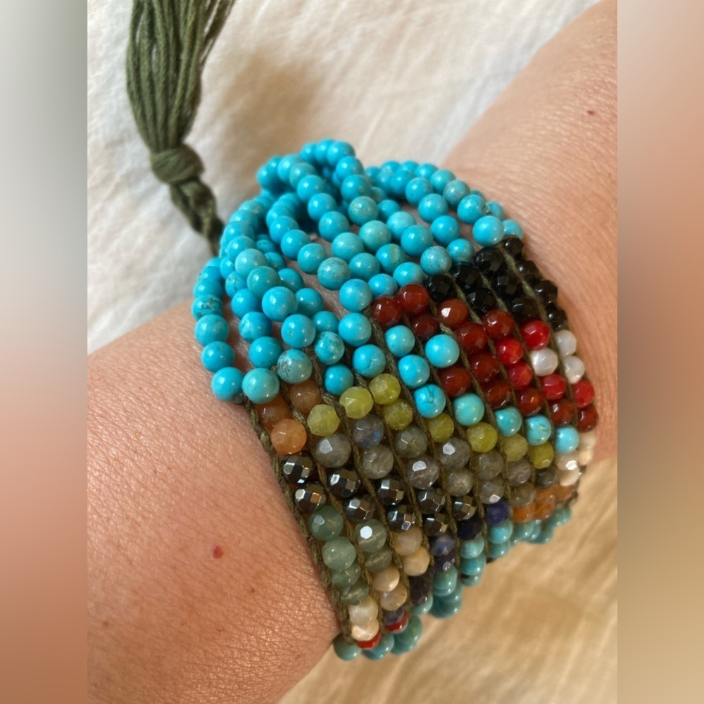 Chan Luu Sterling Silver 925 Turquoise Beads & Multi Colored Agate Bracelet‎ - Picture 3 of 14